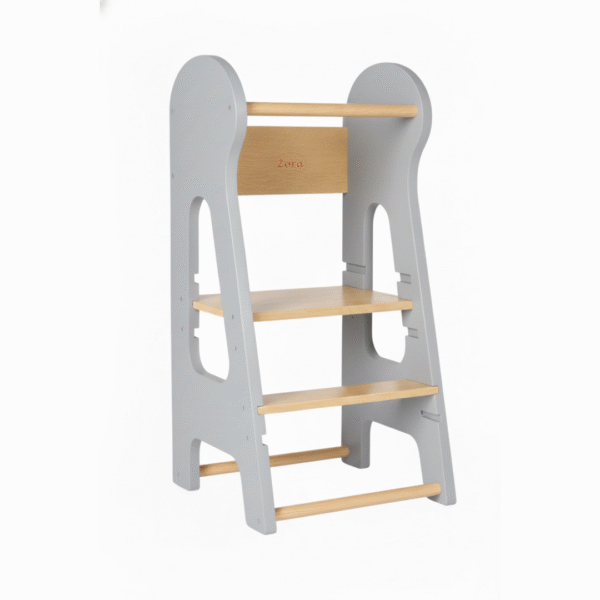 Zora Adjustable Learning Tower - Grey + Wood Two Tone