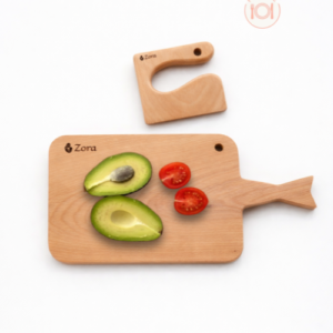 Kids Wooden Cutting Board & Knife Set