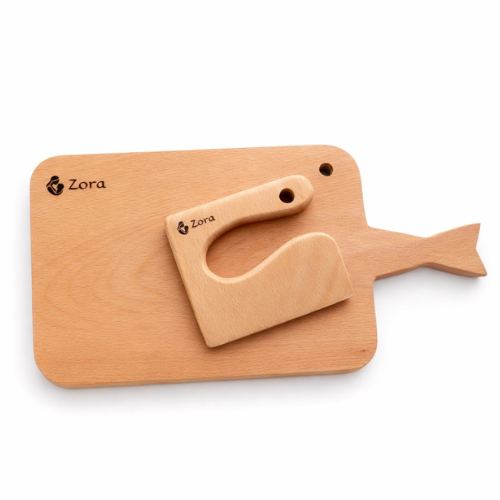 Kids Wooden Cutting Board & Knife Set
